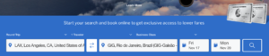Amex Travel menu to search flights