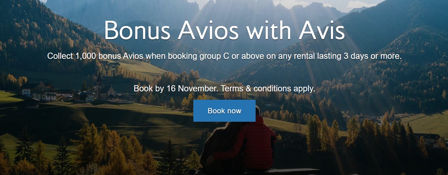 1,000 Bonus British Airways Avios on Avis Rentals Promotion