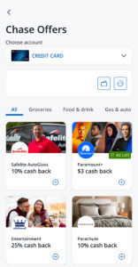 screenshot showing the chase app with chase offers highlighted