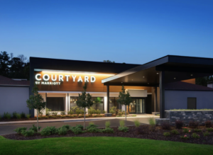 Front wood siding of the Courtyard by Marriott Birmingham Homewood, one of the best Marriott redemptions for budget-savvy travelers