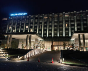 The front entrance of the Hyatt Regency Dehradun in India