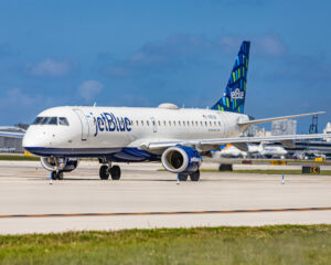 a JetBlue aircraft on the tarmac