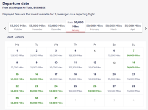 Flying Blue award Washington DC to Tunis business