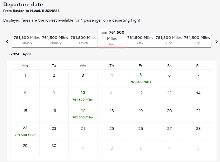 Flying Blue award BOS-HAN business class inflated price