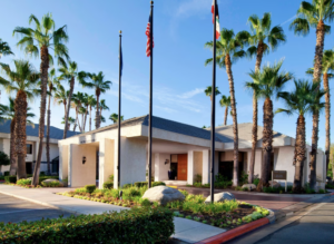 Front driveway of the Four Points by Sheraton Bakersfield, one of the best Marriott redemptions for budget-savvy travelers