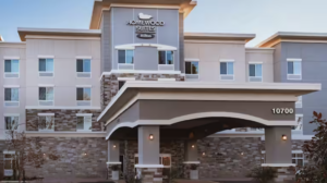 Front side of the Homewood Suites By Hilton Rancho Cordova.