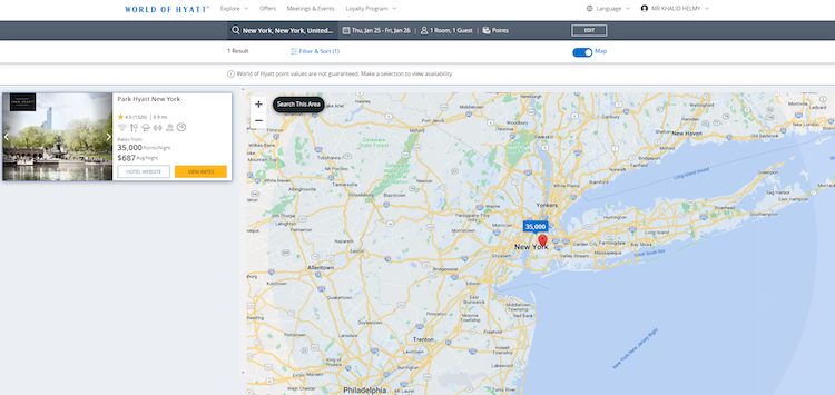 Hyatt search Park Hyatt New York