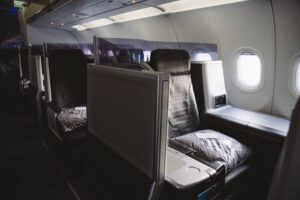 the JetBlue Mint throne seat in the classic Mint cabin