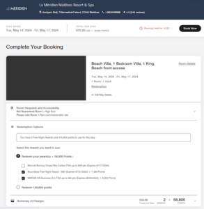 Option to turn off the most valuable free night award and use 2 free nights + points