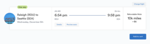 Fly between RDU and SEA for 10k Mileage Plan miles.