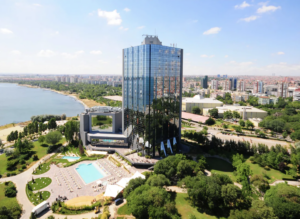 Aerial view of the Sheraton Istanbul Ataköy Hotel, one of the best Marriott redemptions for budget-savvy travelers