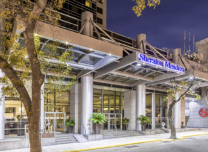 Front awning of the Sheraton Mendoza Hotel.