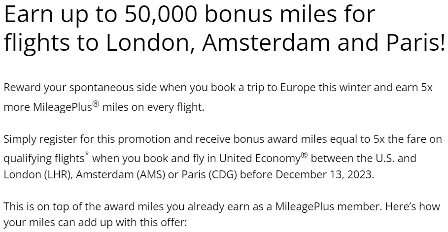 United Bonus miles up to 16X Promotion banner
