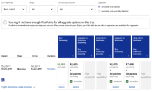 United PlusPoints upgrade results