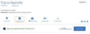 United upgrade cabin
