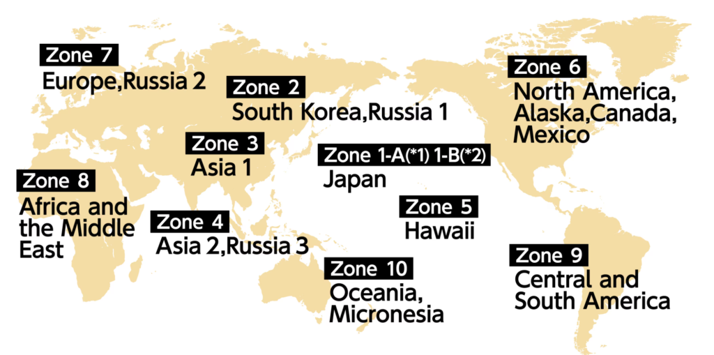ANA MileageClub Zone Map