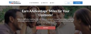 Miles for Opinions Join page.