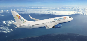 A Bahamasair plane in flight