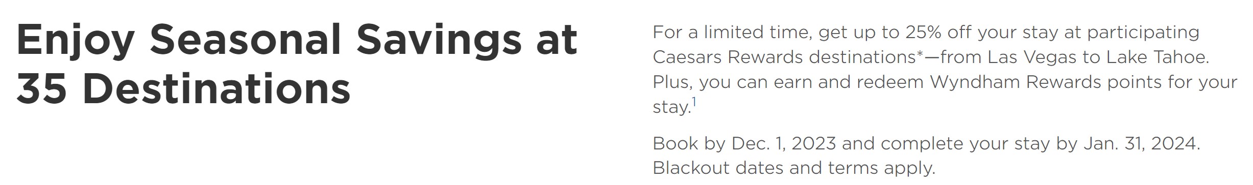 Caesars Hotels Promotion terms