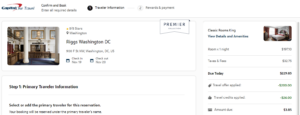 Screenshot of Capital One Premier Collection offer checkout