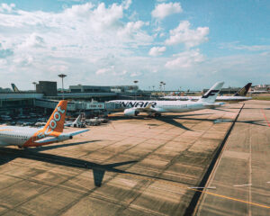 Finnair aircraft at the gate in Changi