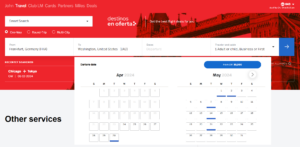 Screenshot of LifeMiles homepage award search widget