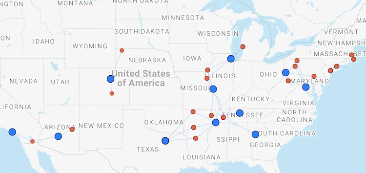 Southern Airways Express route map continental US
