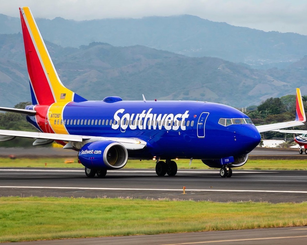 A Southwest Airlines Boeing 737 plane taxiing