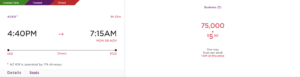 IAD to FCO on ITA Airways for 75,000 Virgin Atlantic miles.