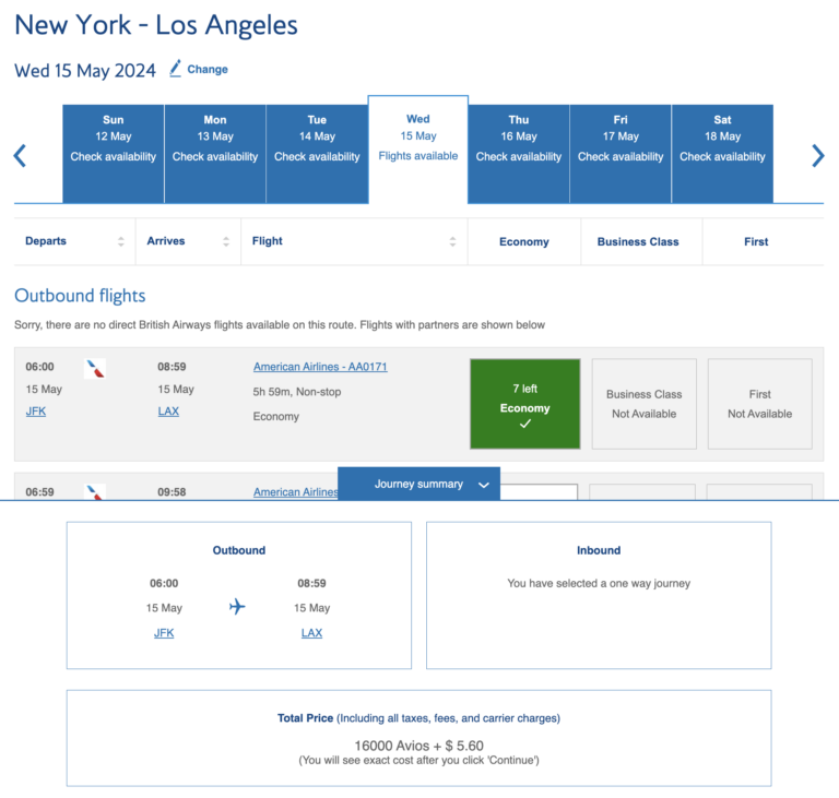 Book American Airlines Flights Using British Airways Avios