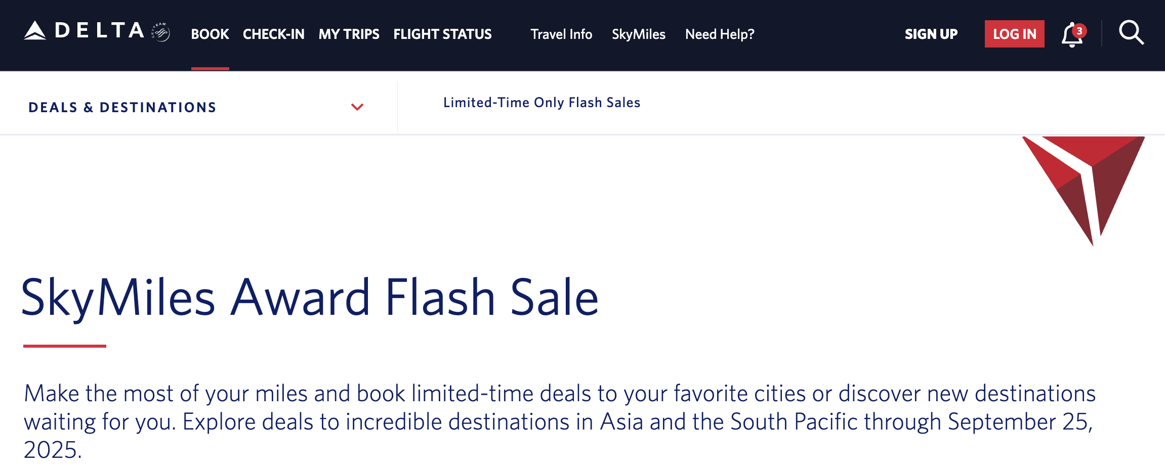 Delta flash award sale.