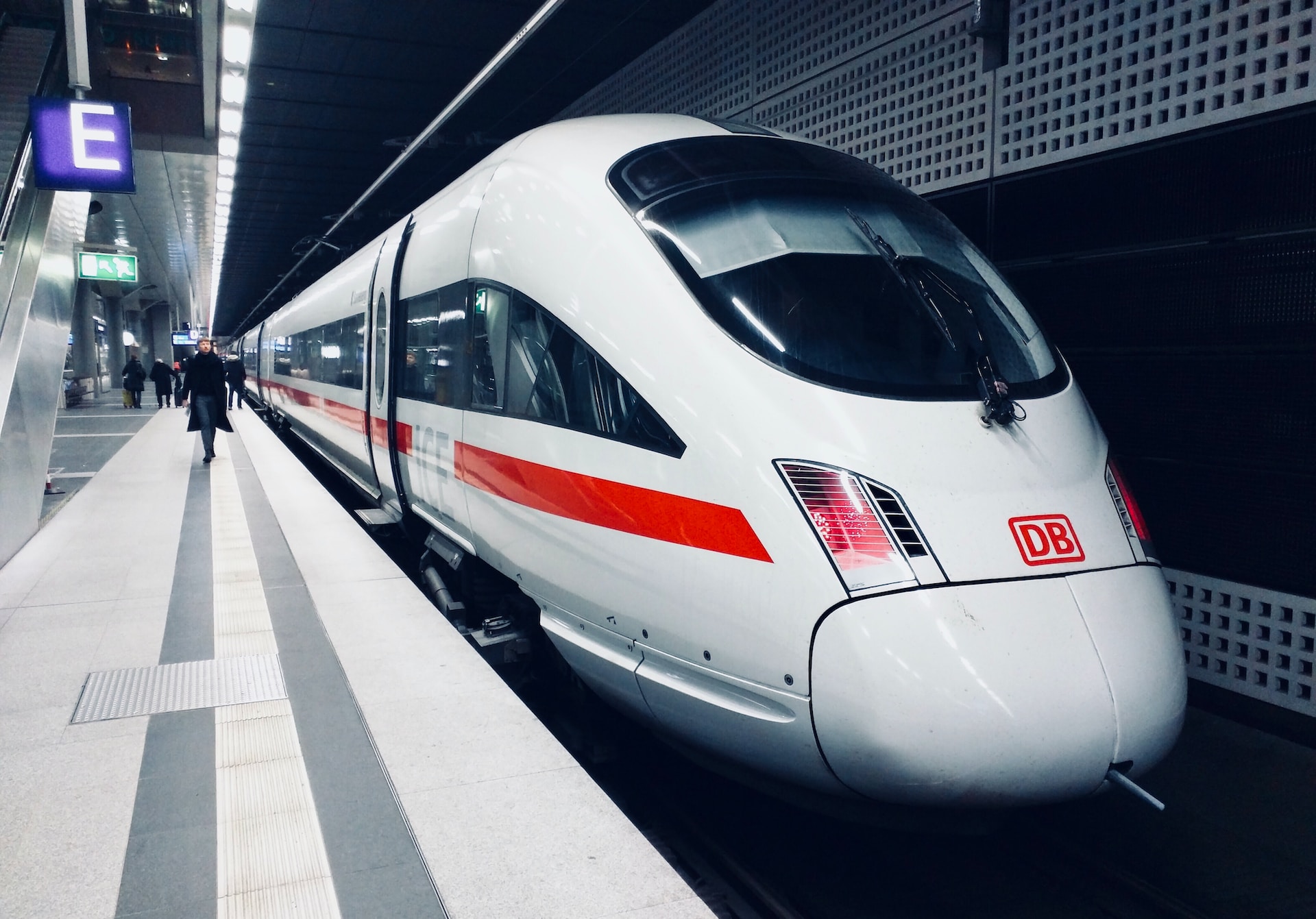 Deutsche Bahn train stopped at the tracks in Berlin HBF