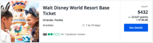 Disneyworld theme park tickets in the Chase portal