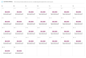 Hilton Tokyo Bay Standard Room Rates for Rooms Sleeping two three or four people, September 2024 calendar