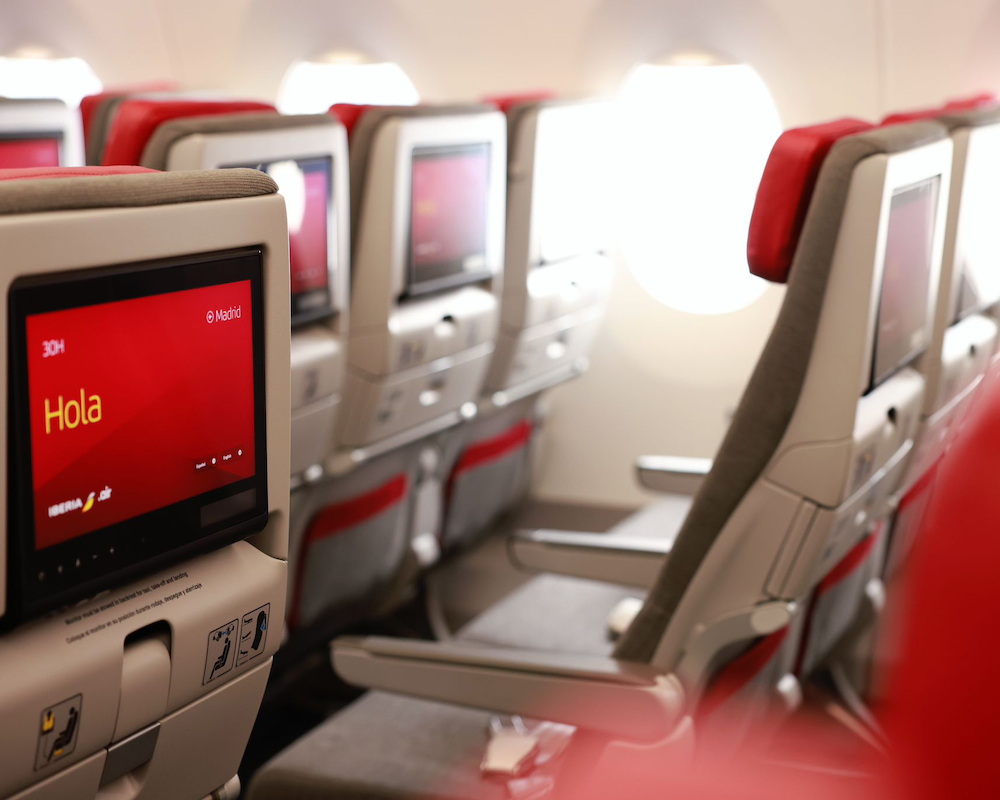 Close-up of Iberia economy class seats