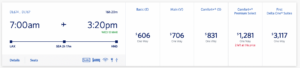 LAX-HND Delta cash rate