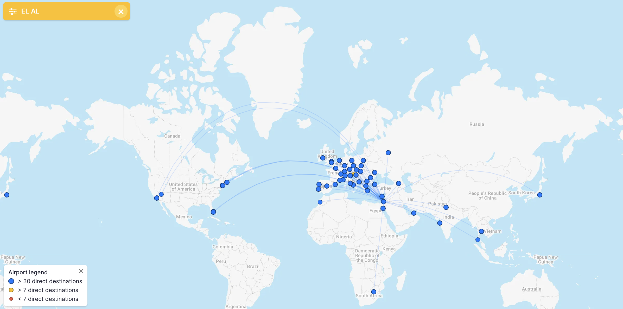 El Al's route map.