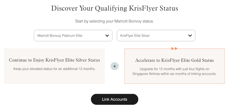 Marriott Platinum Elite to Singapore KrisFlyer status match offer