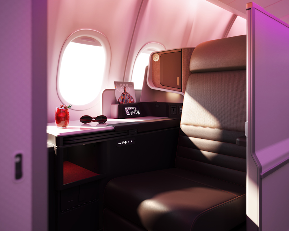 Looking into the suite of a Virgin Atlantic Upper Class seat