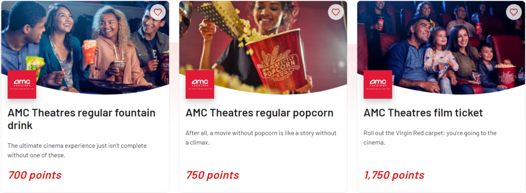 Virgin Red AMC Theaters redemption options