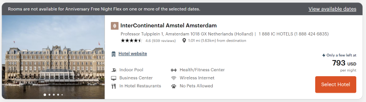 A night that's not available for an IHG anniversary night