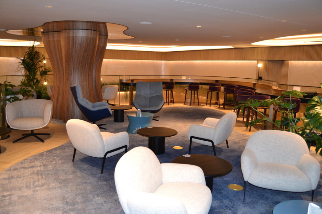 seating area upstairs in The Perch at the Sapphire Lounge LGA