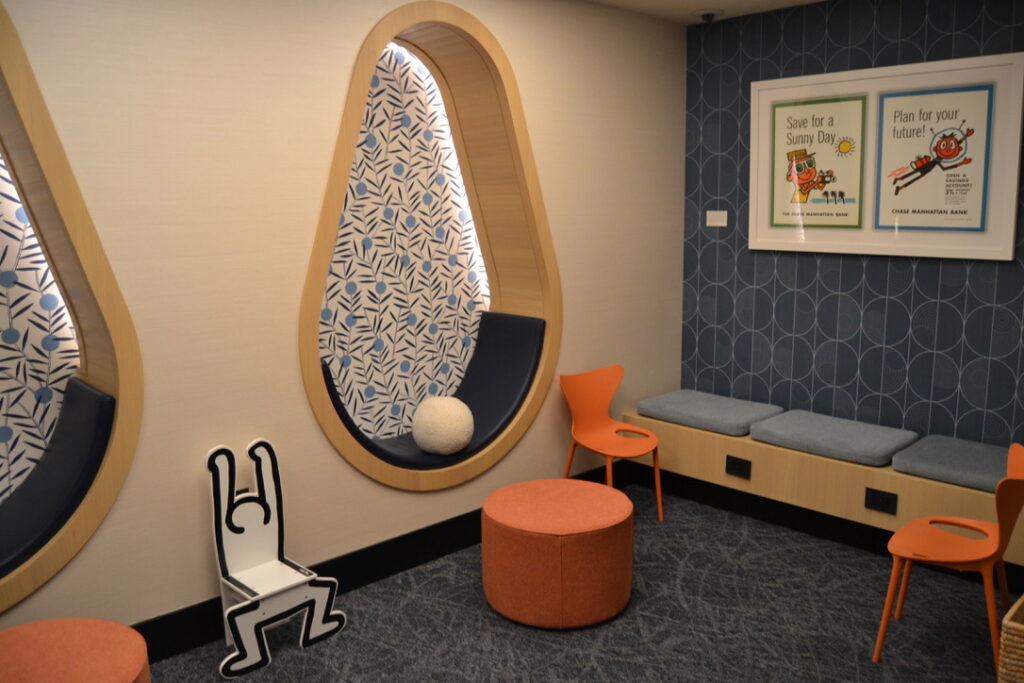 a kids play area in the LGA Sapphire Lounge