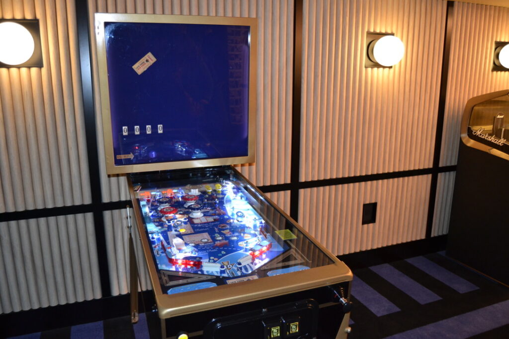 pinball machine in the lounge