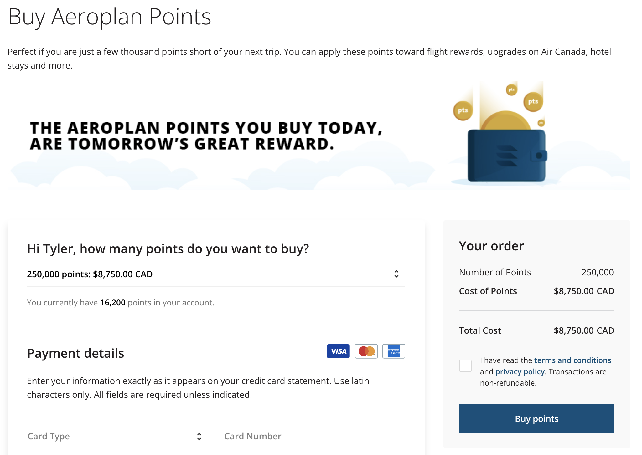 Aeroplan point storefront