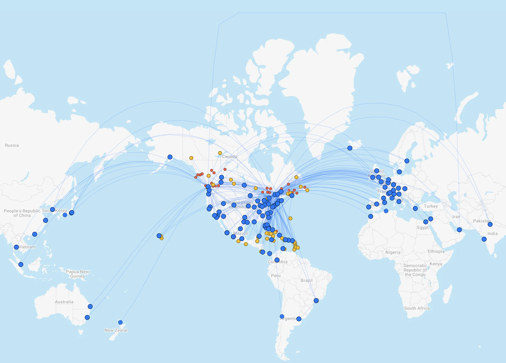 Air Canada Route Map as of Jan 31, 2024
