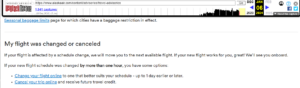 Screenshot of Internet Archive Wayback Machine showing Alaska Airlines' previous flight change policy.