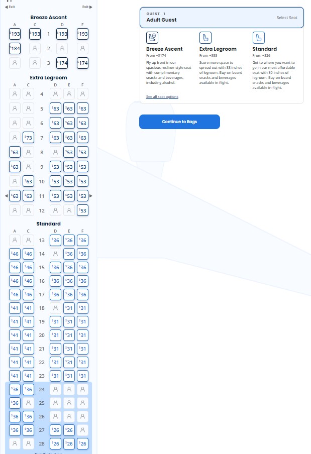 Breeze Airways Seat Selection