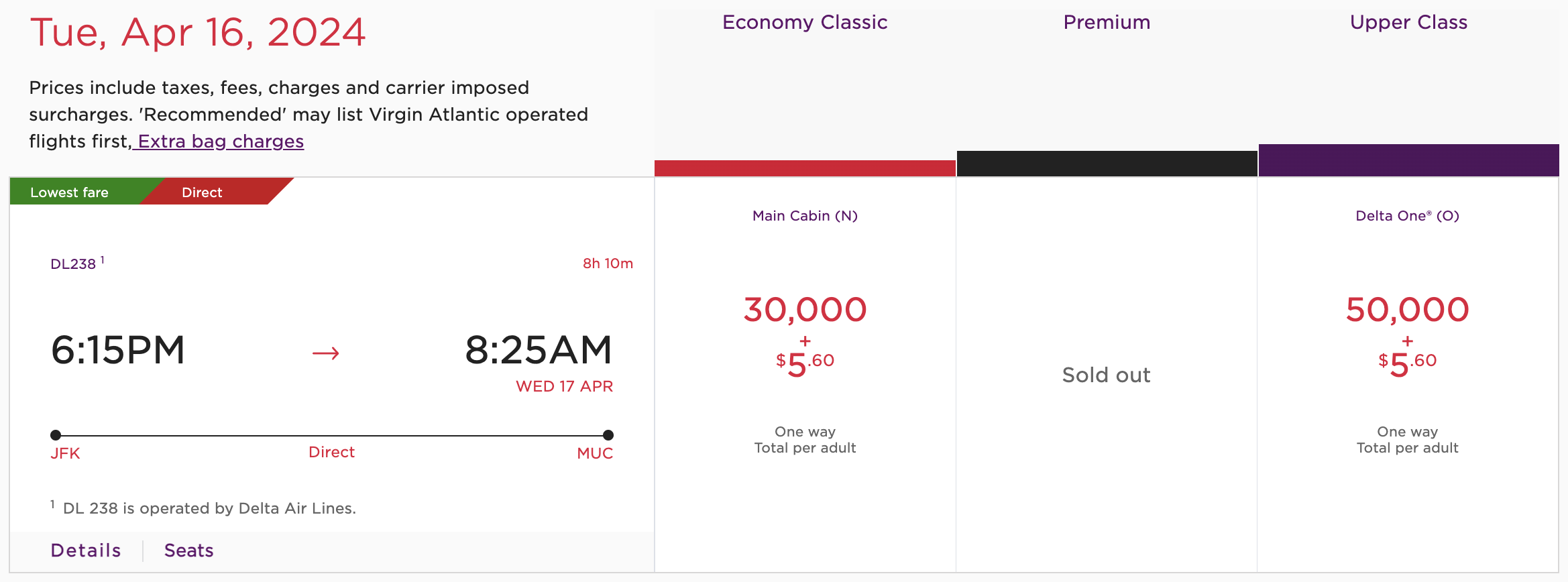 JFK-MUC for 50K Virgin Points