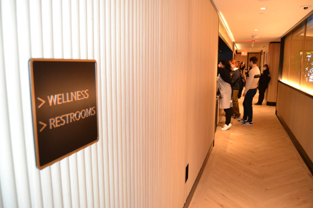 hallway to wellness areas and restrooms